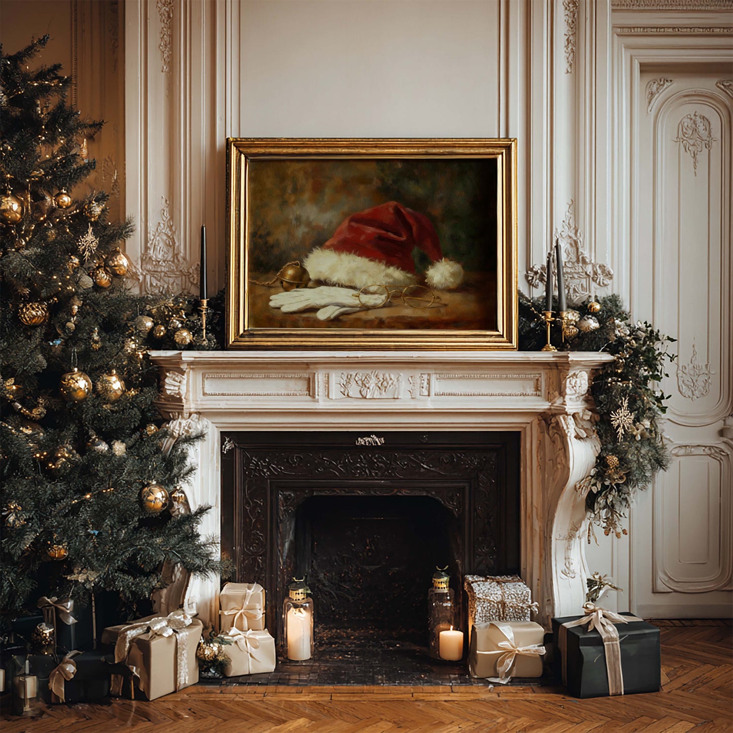 Santa Hat and Glasses Printable Art