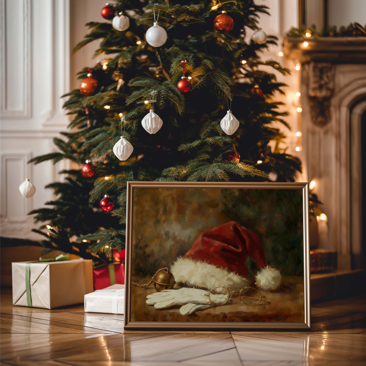 Santa Hat and Glasses Printable Art