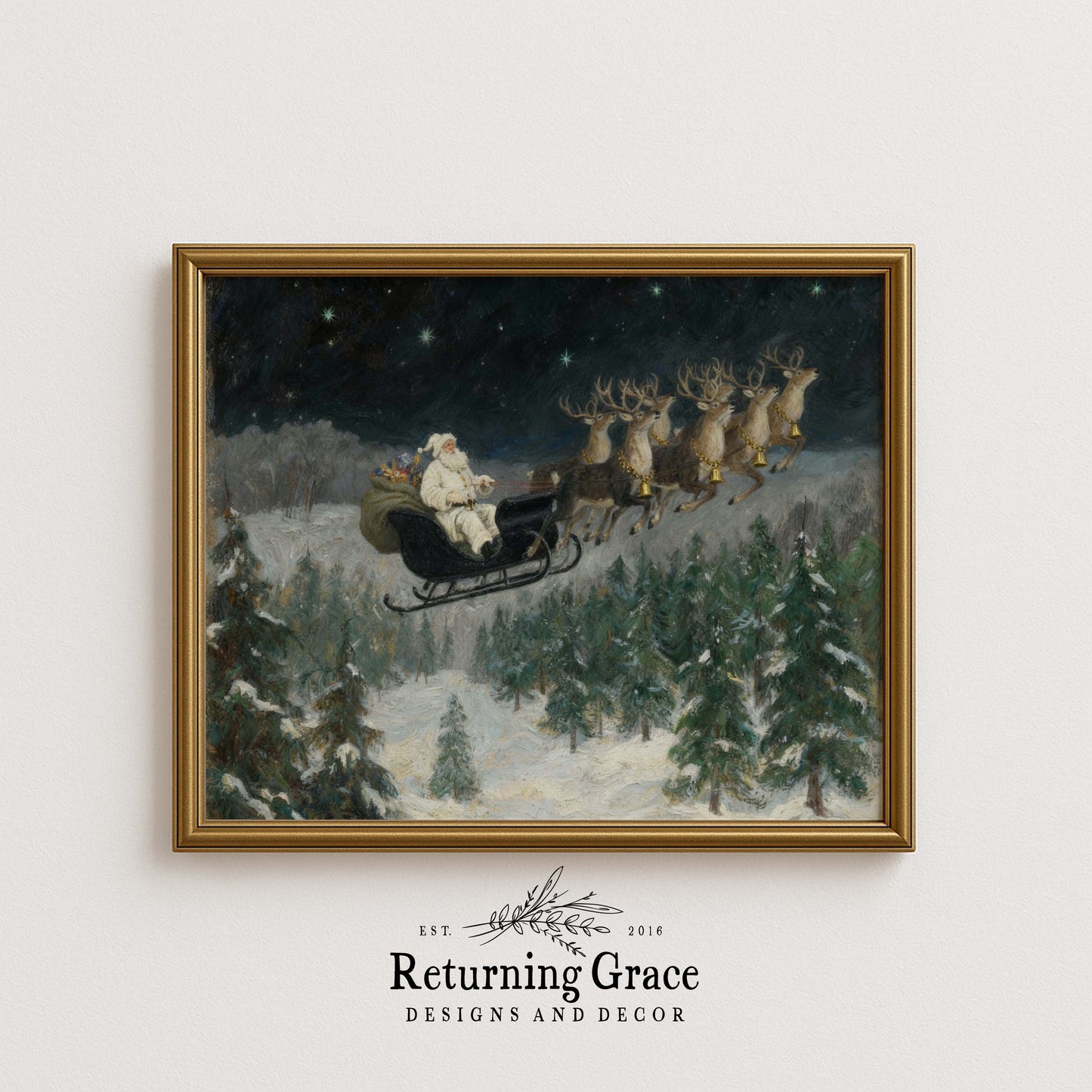 Santa in Flight Printable Art