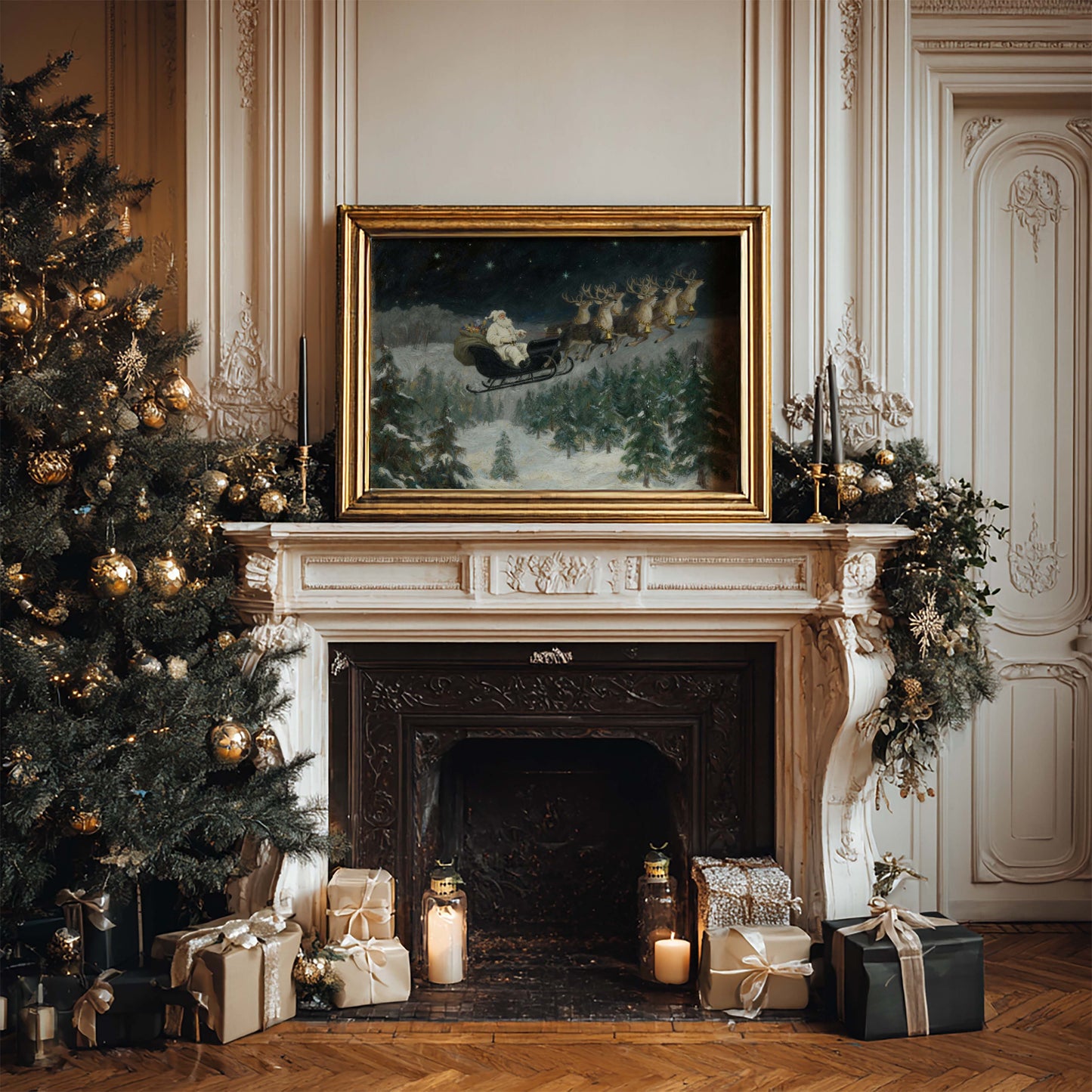 Santa in Flight Printable Art