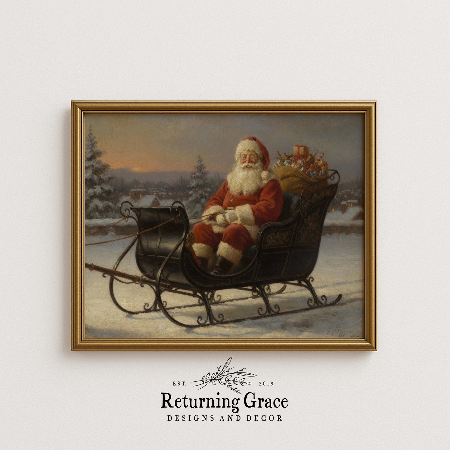 Santa in the Sleigh Printable Art
