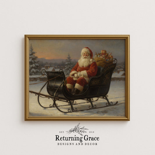 Santa in the Sleigh Printable Art