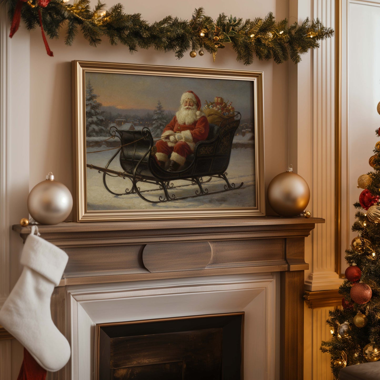 Santa in the Sleigh Printable Art
