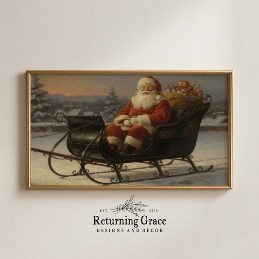 Santa in the Sleigh TV Art