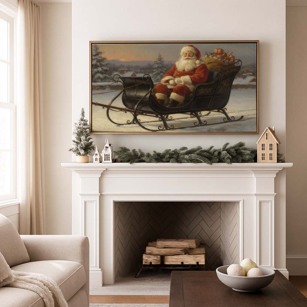 Santa in the Sleigh TV Art