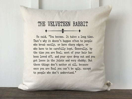 Velveteen Rabbit Quote Pillow Cover
