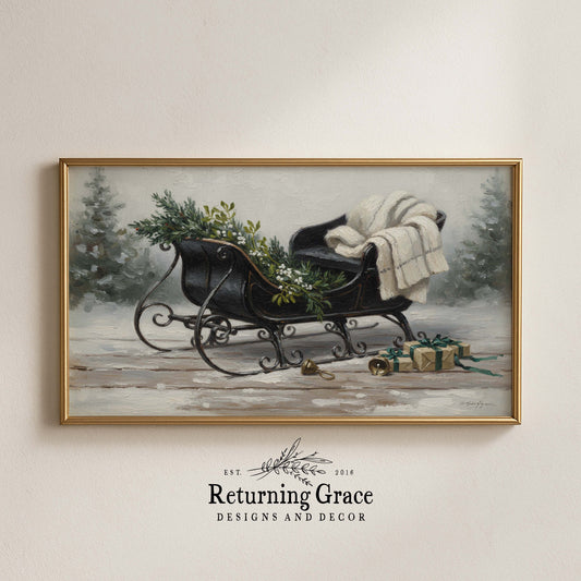 Vintage Sleigh in the Snow TV Art