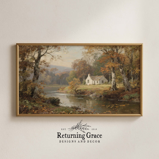 White Cottage in Fall TV Art