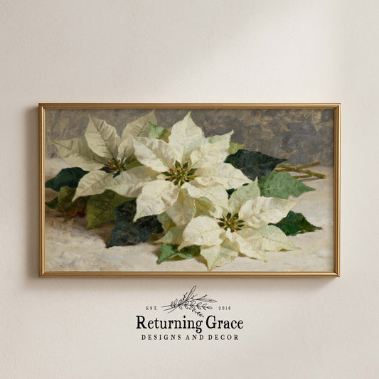 White Poinsettia TV Art