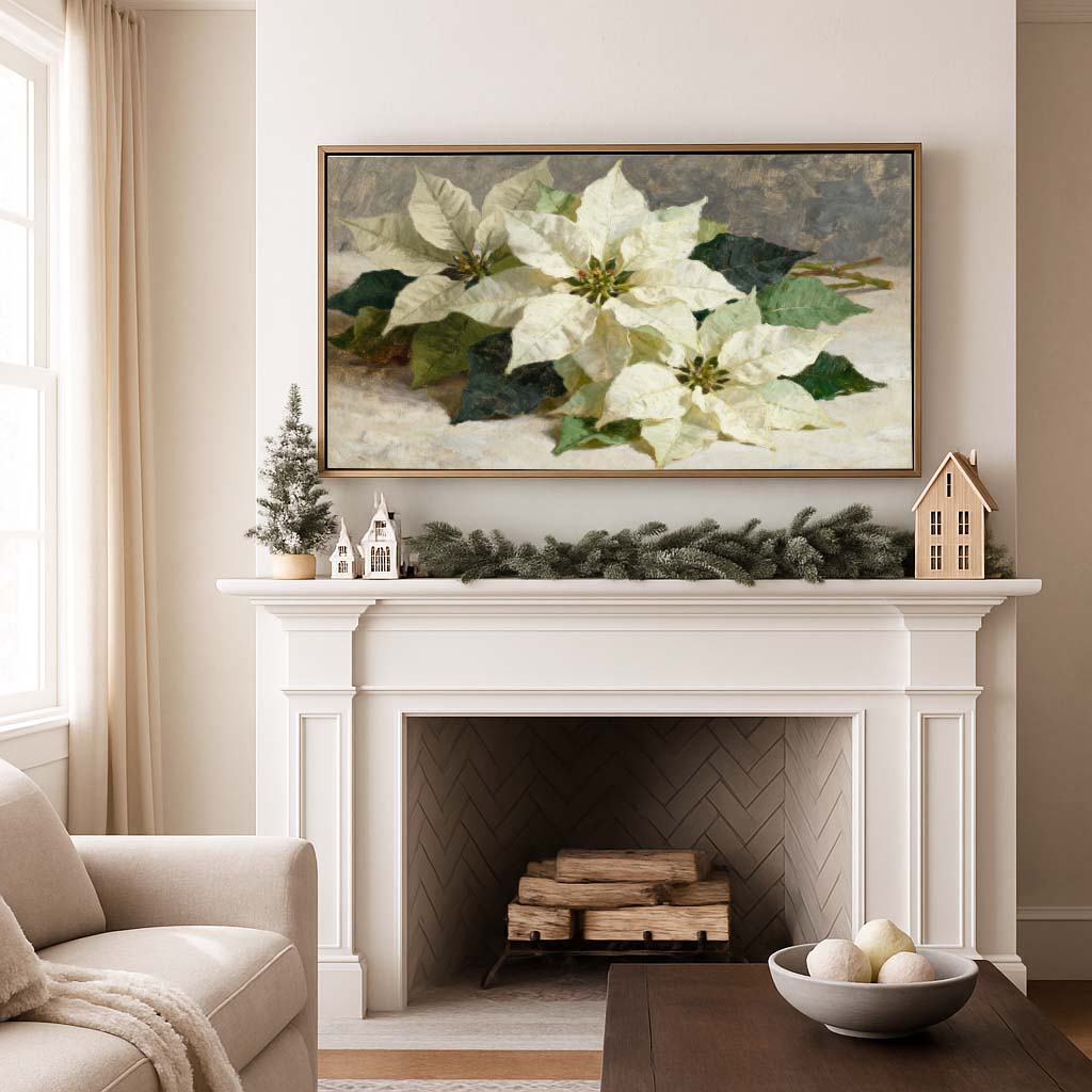 White Poinsettia TV Art