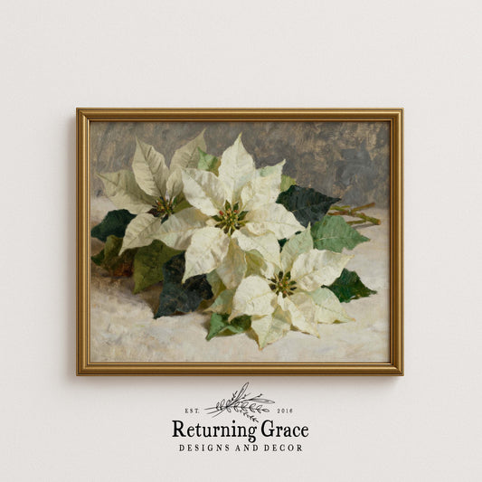White Poinsettia Printable Art