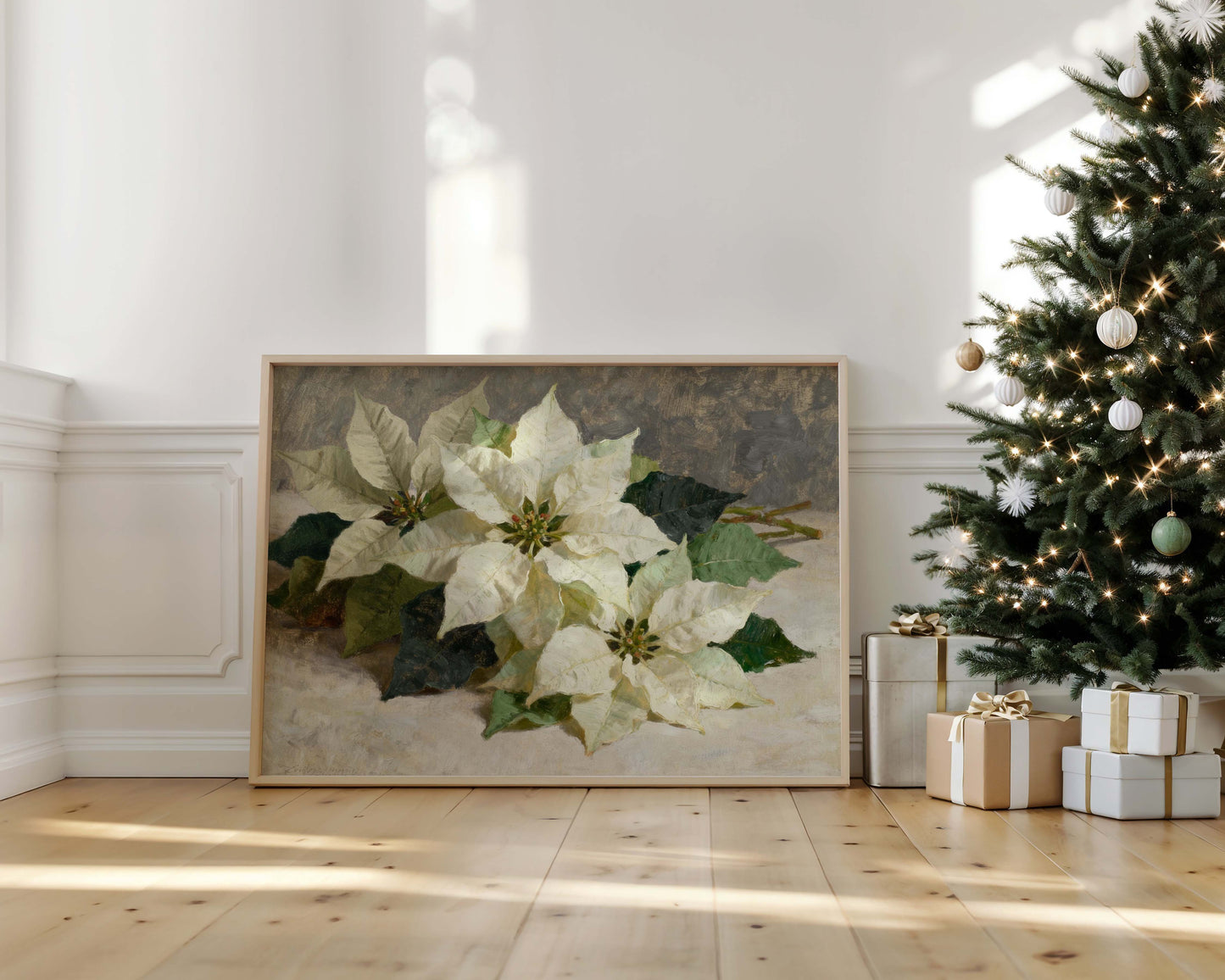 White Poinsettia Printable Art