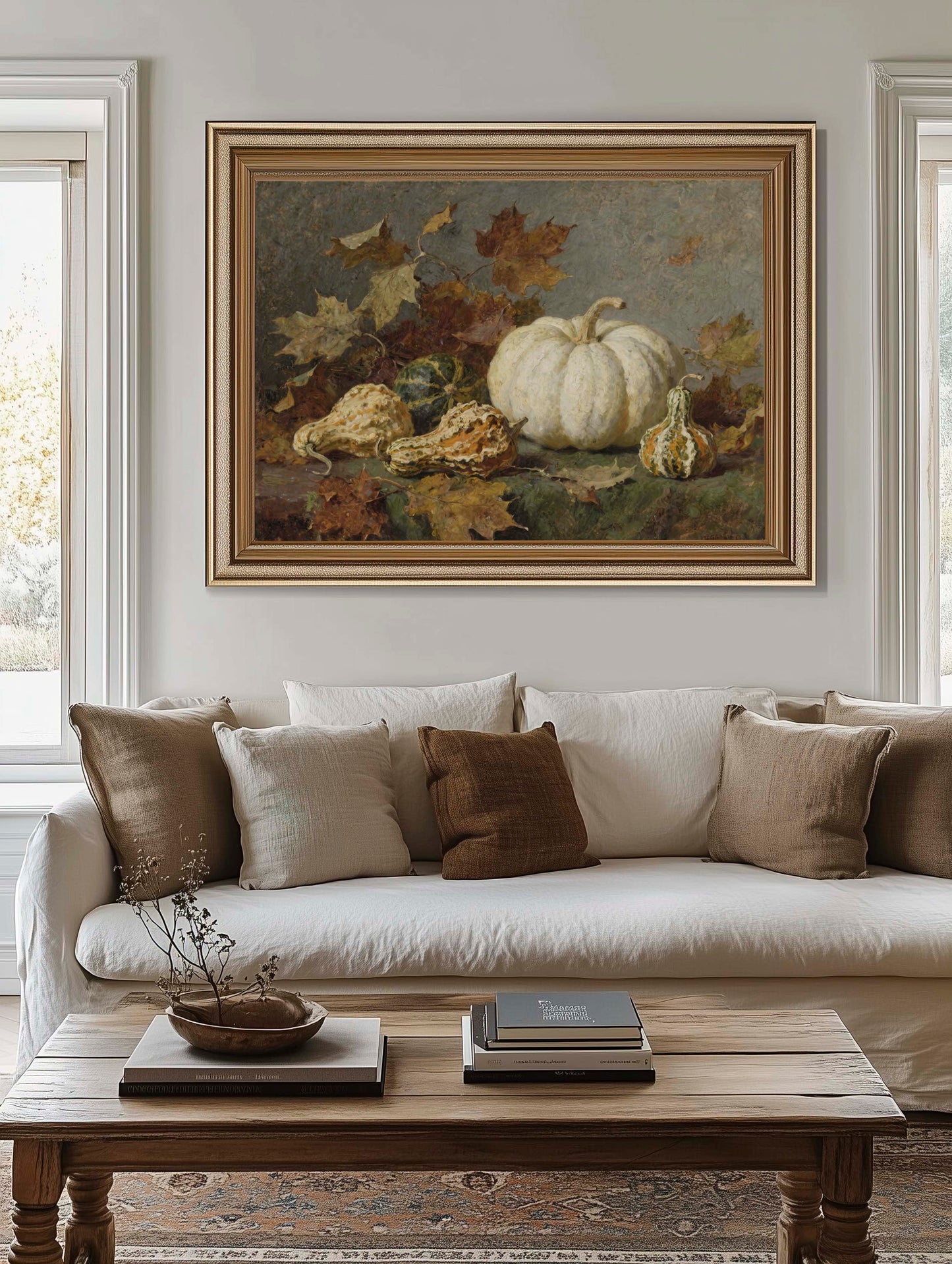 White Pumpkins and Gourds Still Life Printable Art
