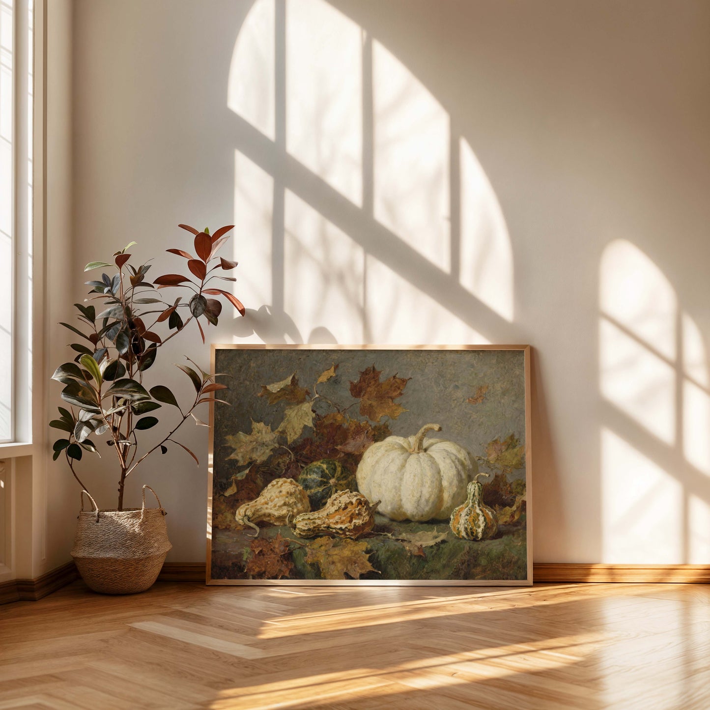 White Pumpkins and Gourds Still Life Printable Art