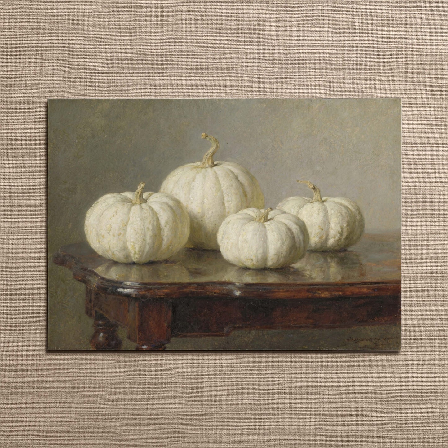White Pumpkins Still Life Printable Art