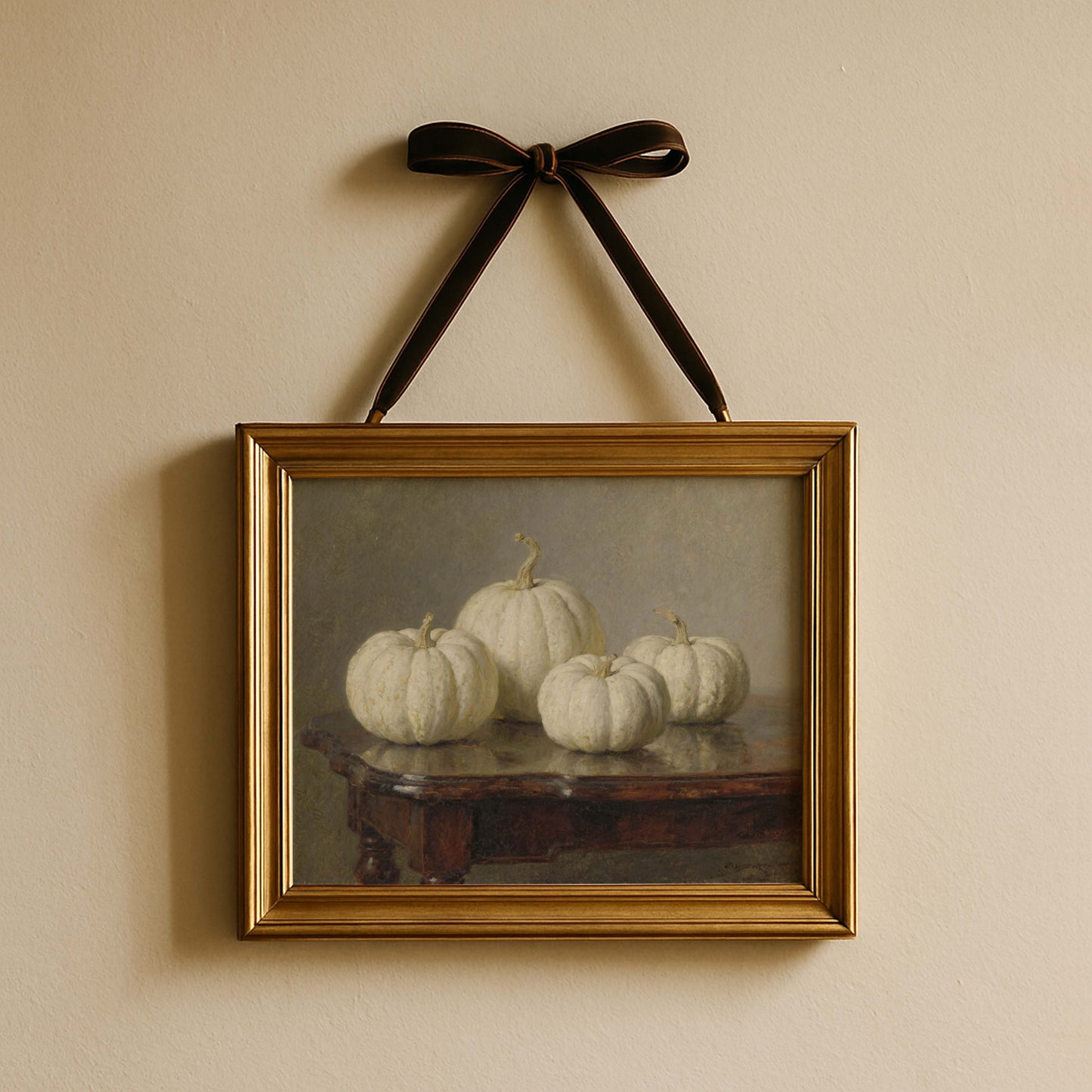 White Pumpkins Still Life Printable Art