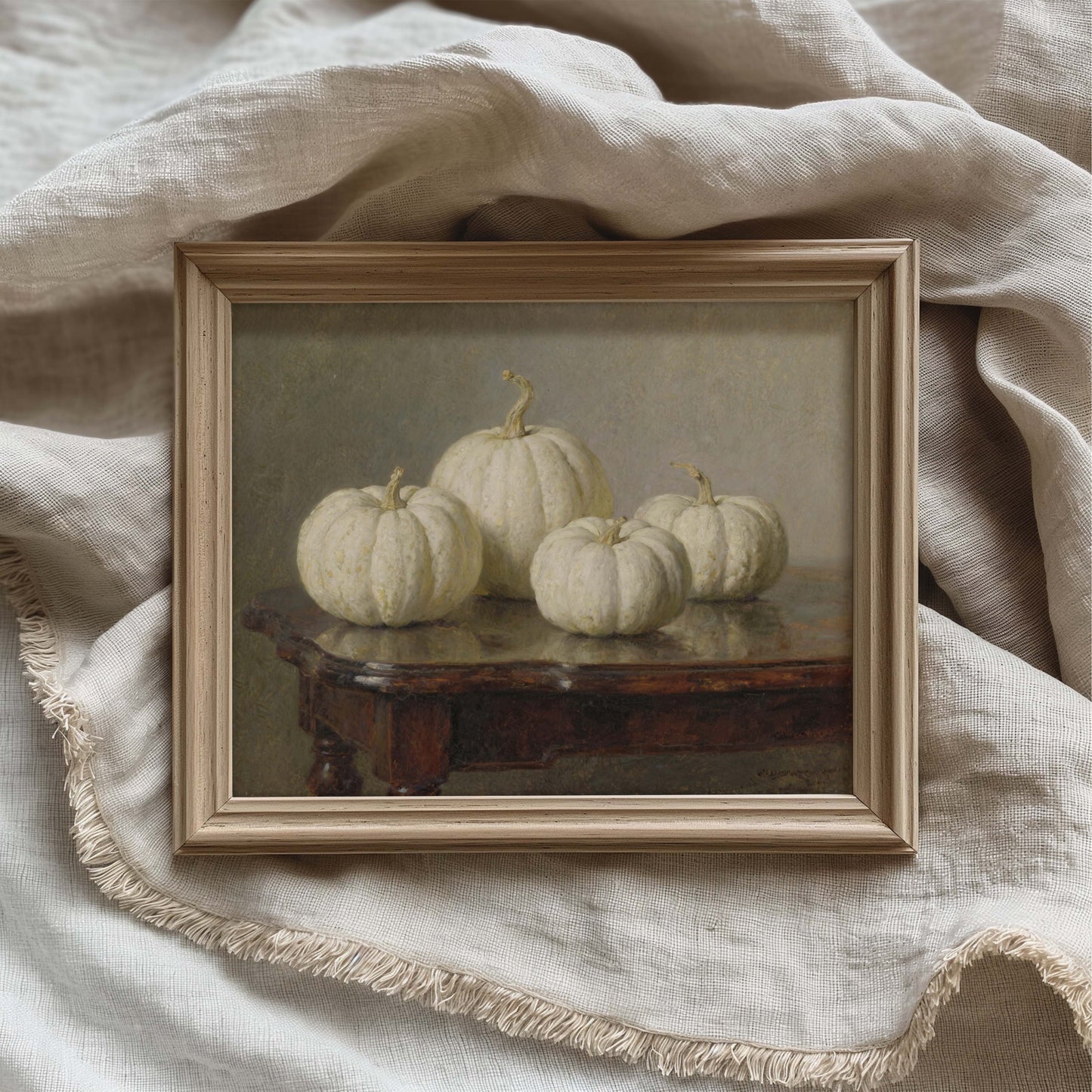 White Pumpkins Still Life Printable Art