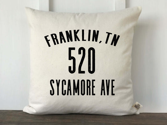Personalized Farmhouse Vintage Style Address Pillow Cover - Returning Grace Designs