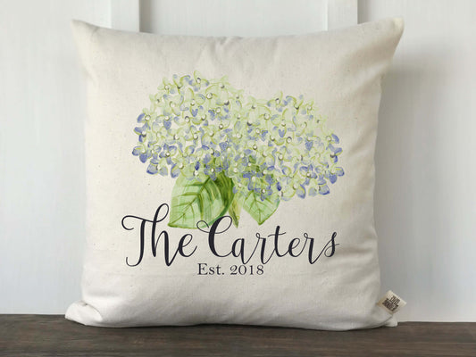 Personalized Watercolor Hydrangea Pillow Cover - Returning Grace Designs