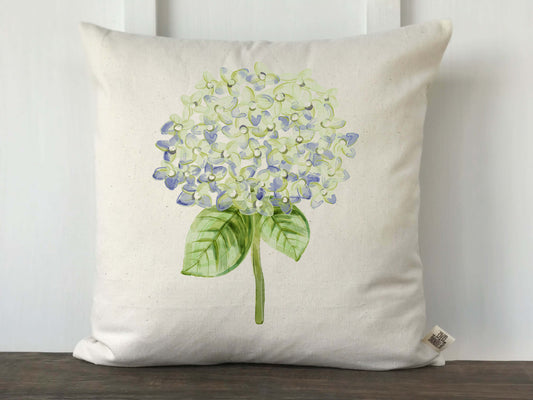 Hydrangea Watercolor Single Blue Flower Pillow Cover - Returning Grace Designs