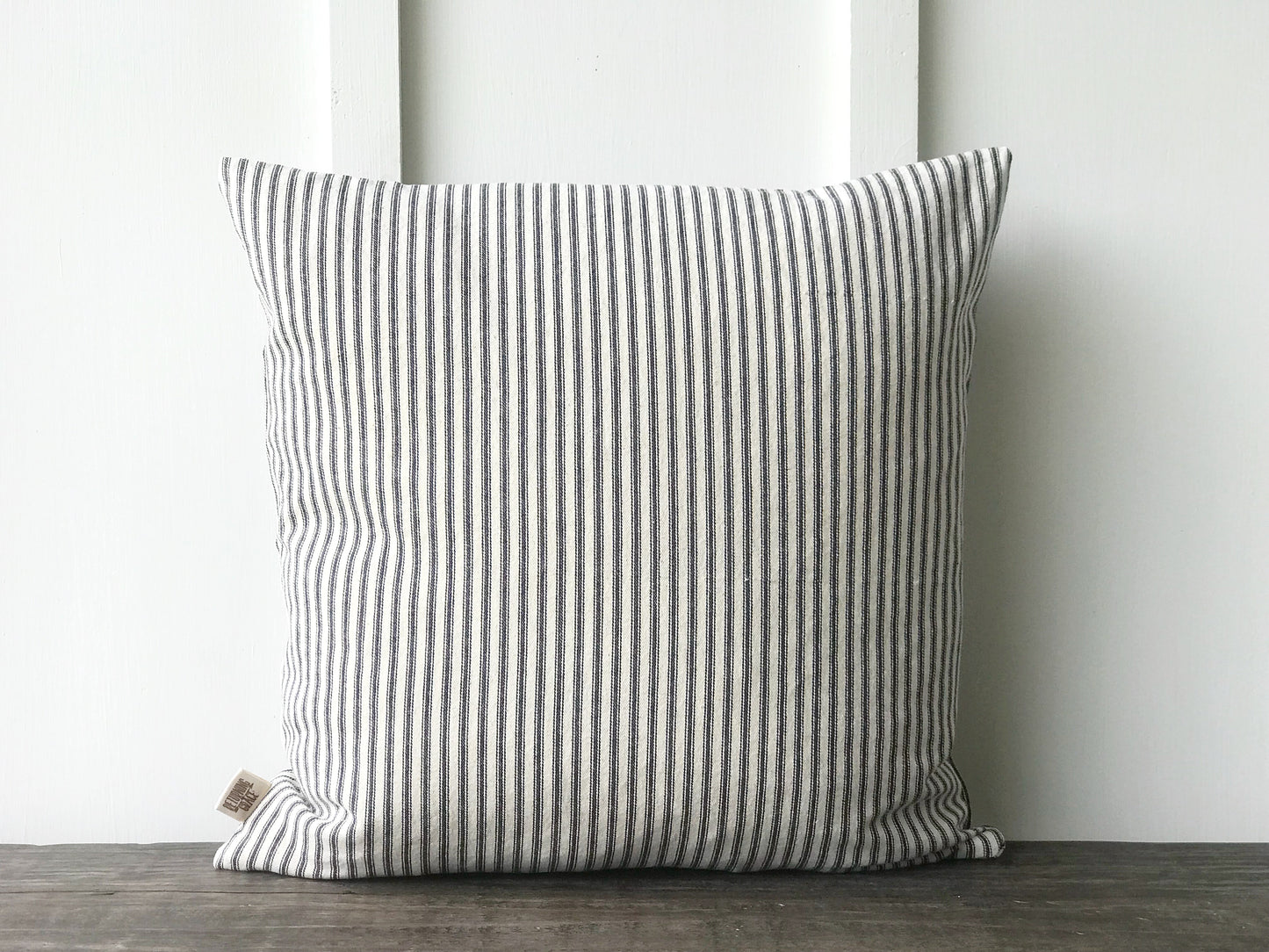 Blue Ticking Pillow Cover - Returning Grace Designs