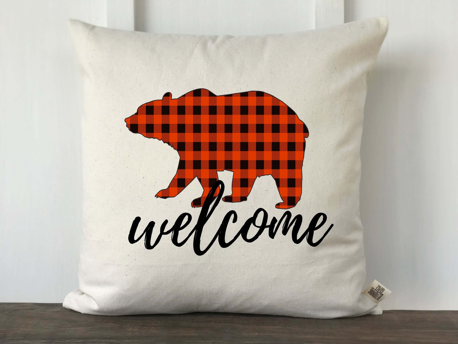 Buffalo Check Animal Silhouette Welcome Pillow Cover - Returning Grace Designs