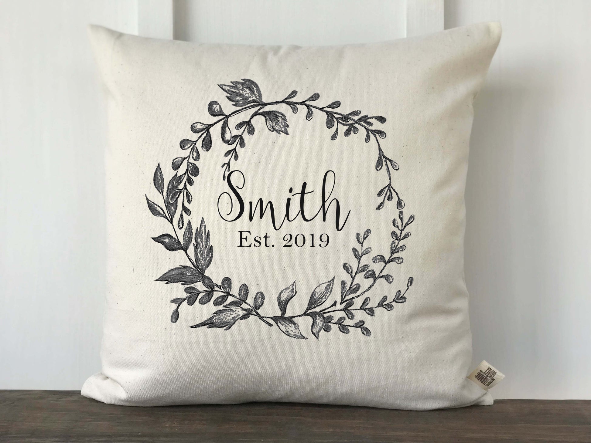 Branch Wreath Personalized Original Art Pillow Cover - Returning Grace Designs