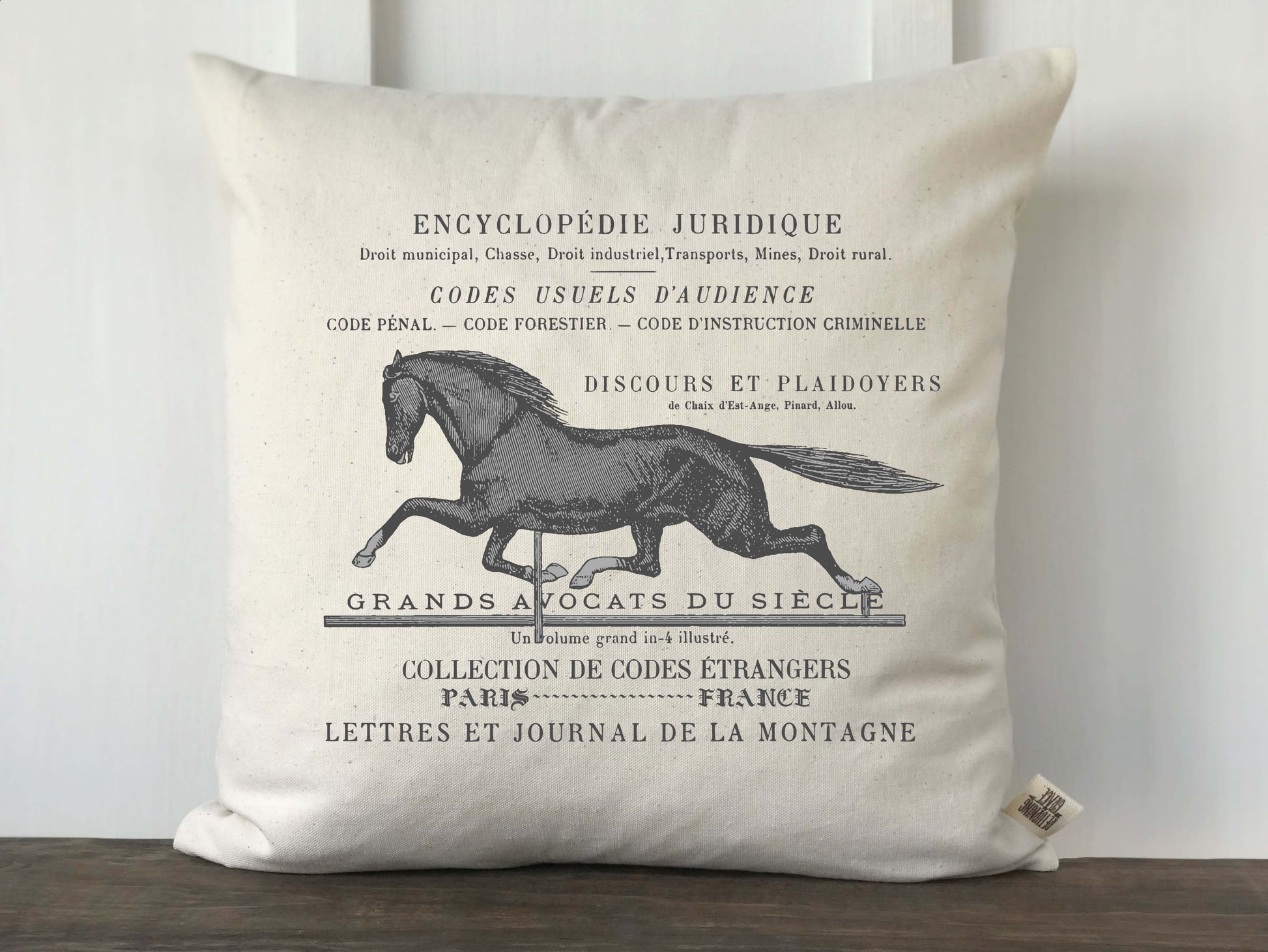 French Horse Encyclopedia Pillow Cover - Returning Grace Designs
