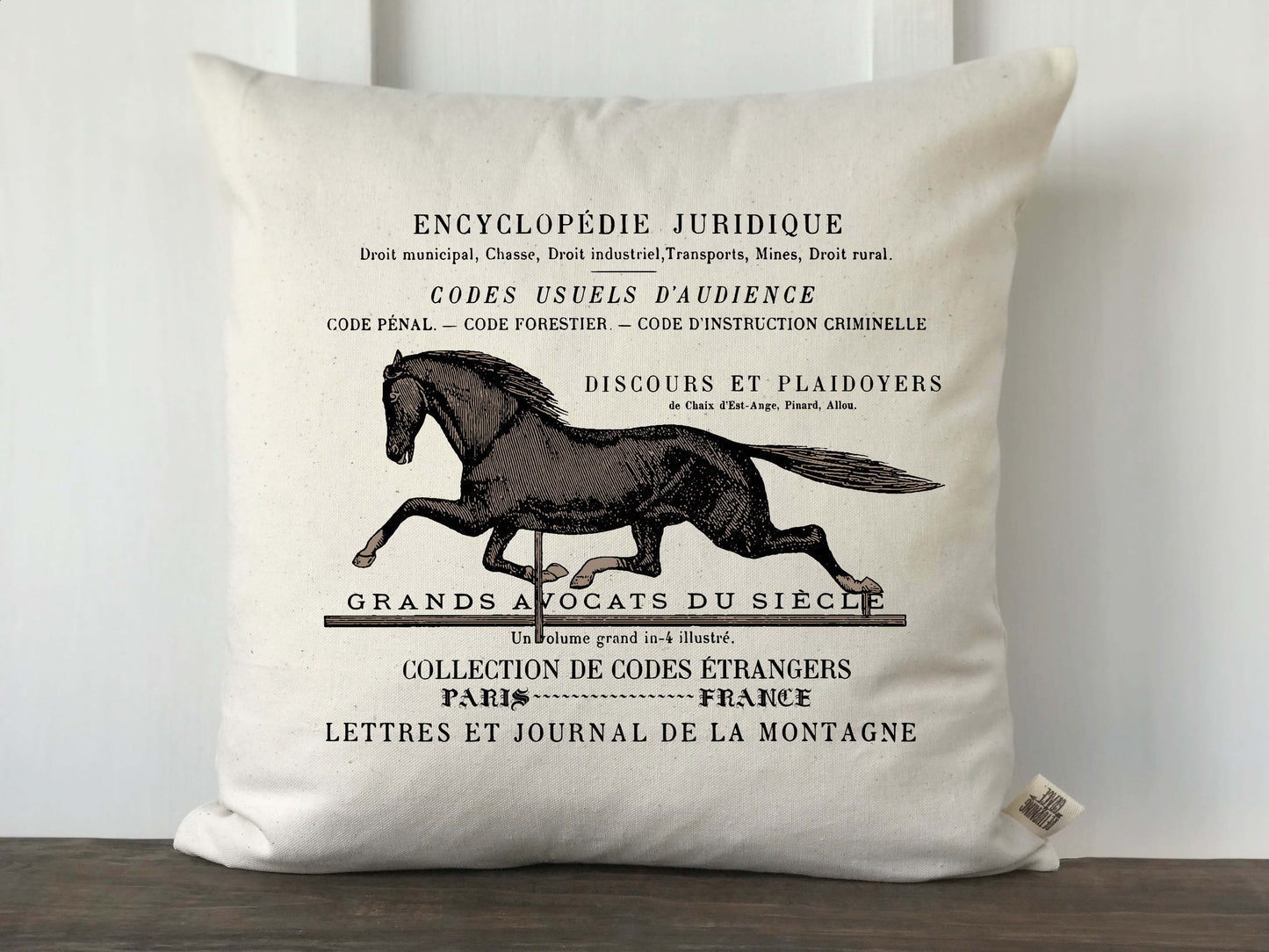French Horse Encyclopedia Pillow Cover - Returning Grace Designs