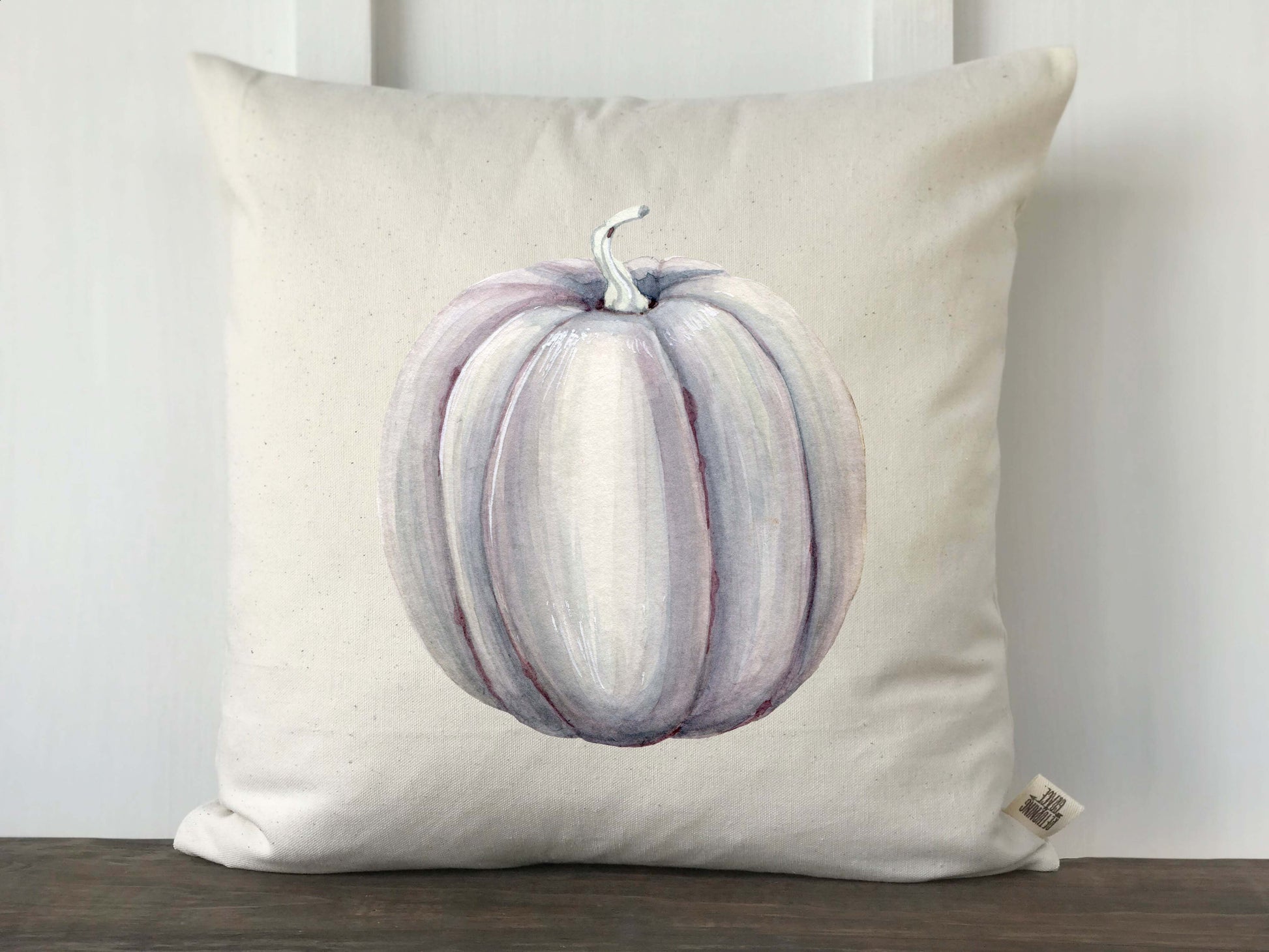 Gray Watercolor Pumpkin Farmhouse Fall Pillow Cover - Returning Grace Designs