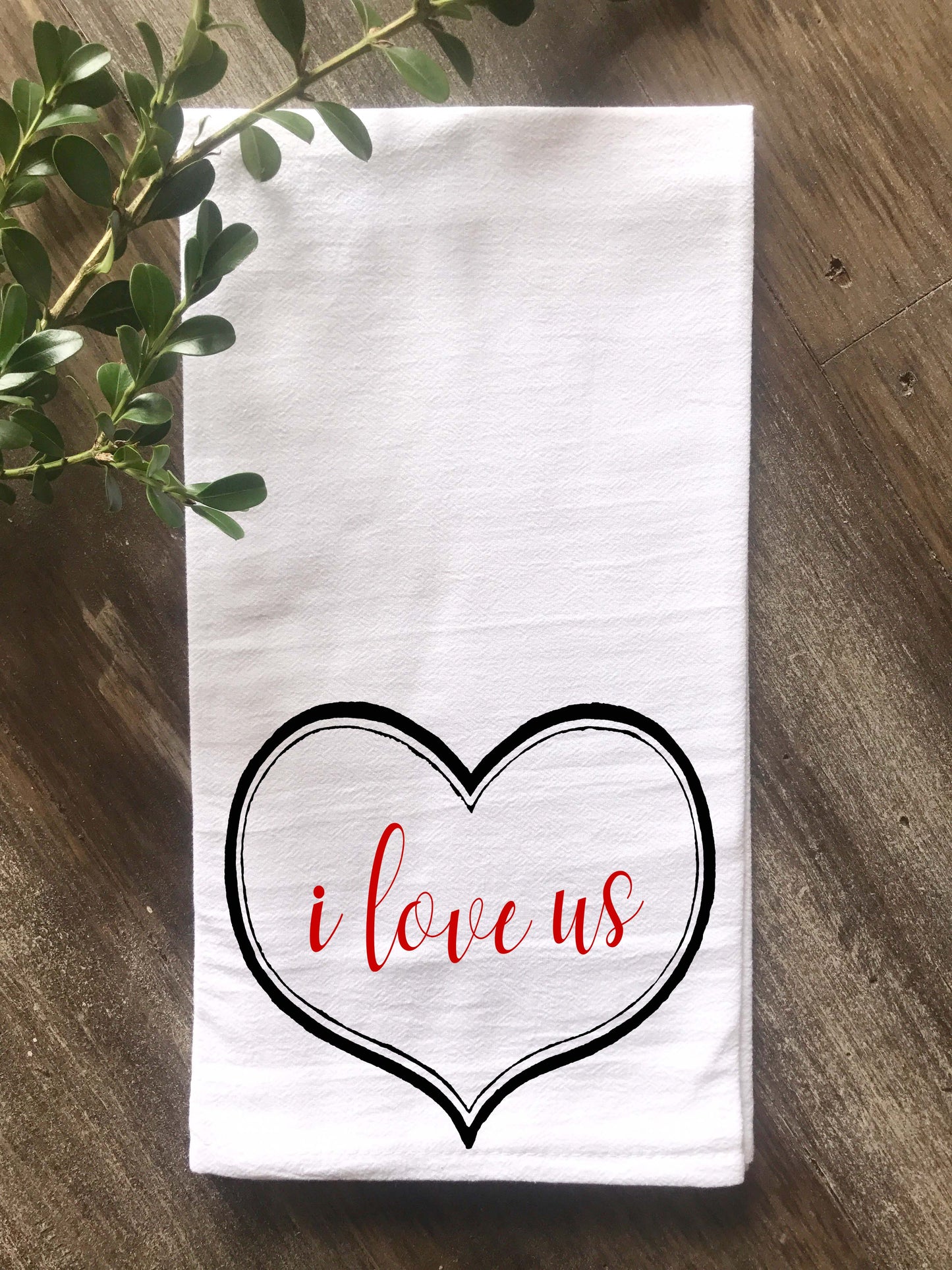 I Love Us Vintage Heart Flour Sack Tea Towel - Returning Grace Designs