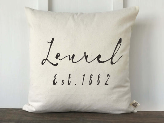 City and Established Year Pillow Cover, French Script - Returning Grace Designs
