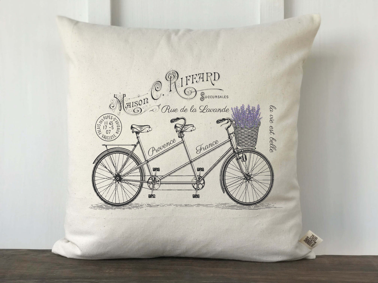 French Lavender Bicycle Pillow Cover - Returning Grace Designs