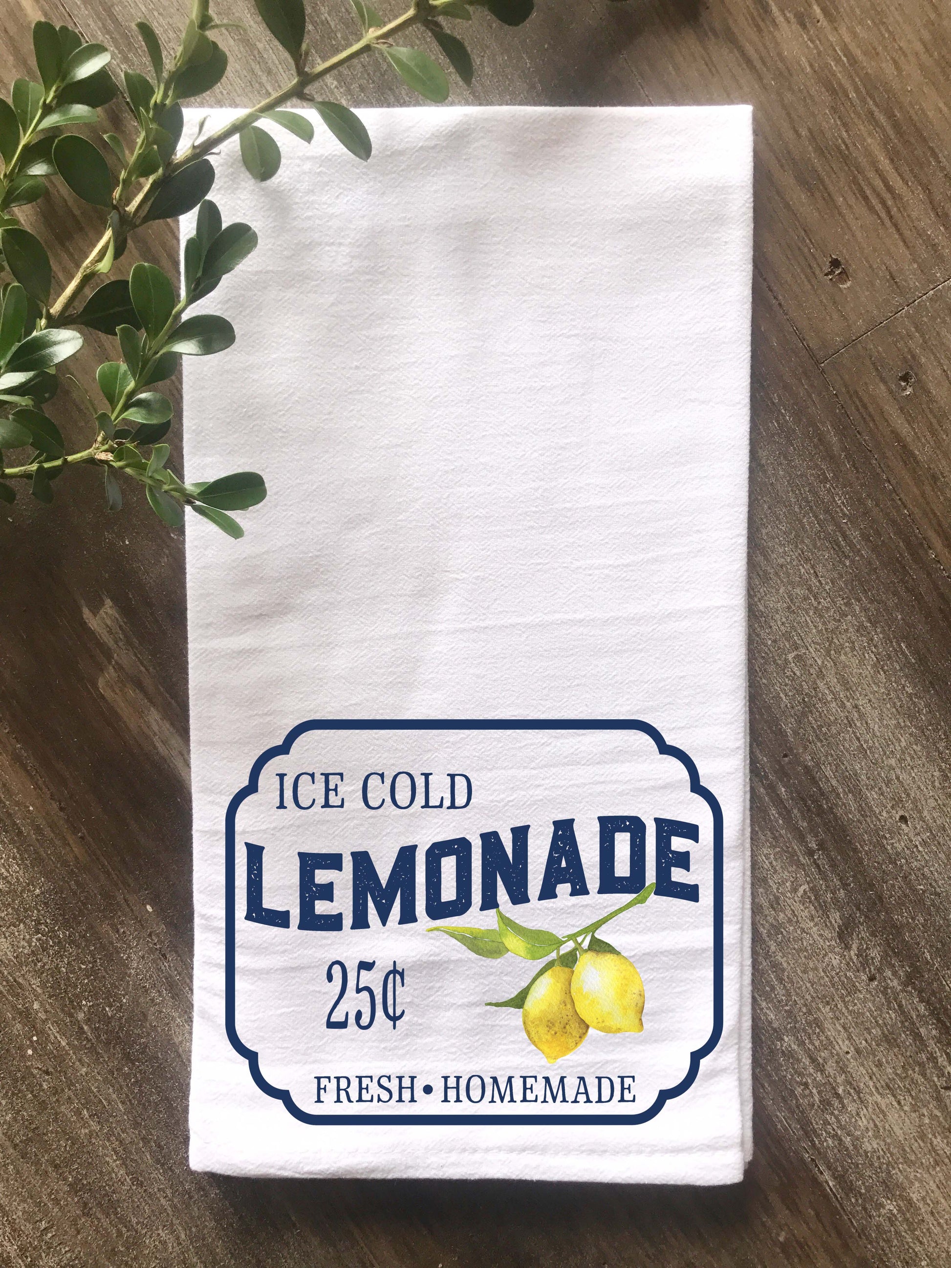 Lemonade Sign with Vintage Lemons Flour Sack Tea Towel - Returning Grace Designs