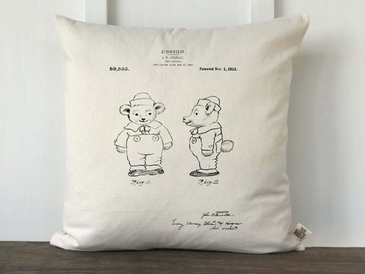 Bear Patent Nursery Pillow Cover - Returning Grace Designs