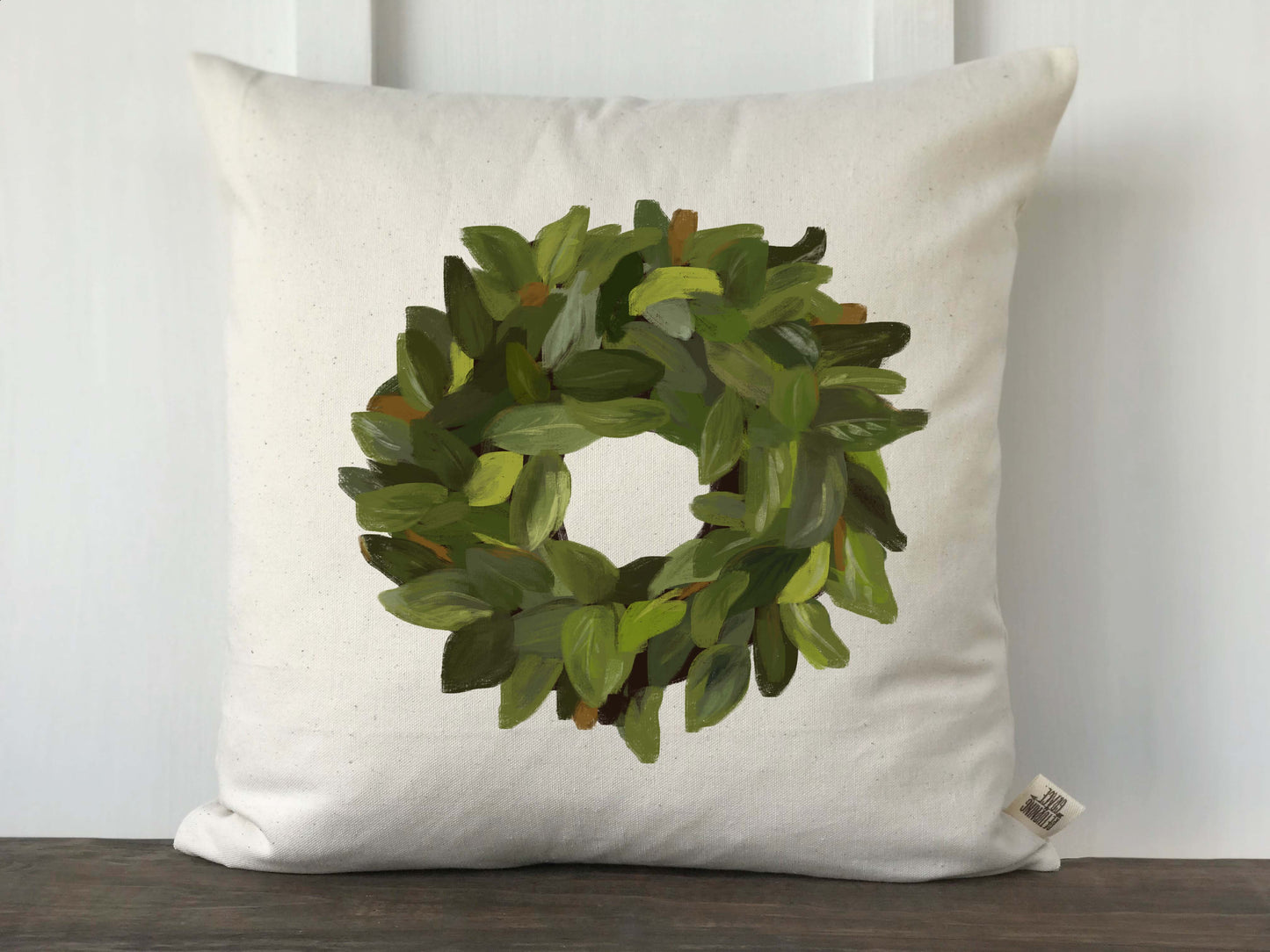 Magnolia Wreath Watercolor Pillow Cover - Returning Grace Designs