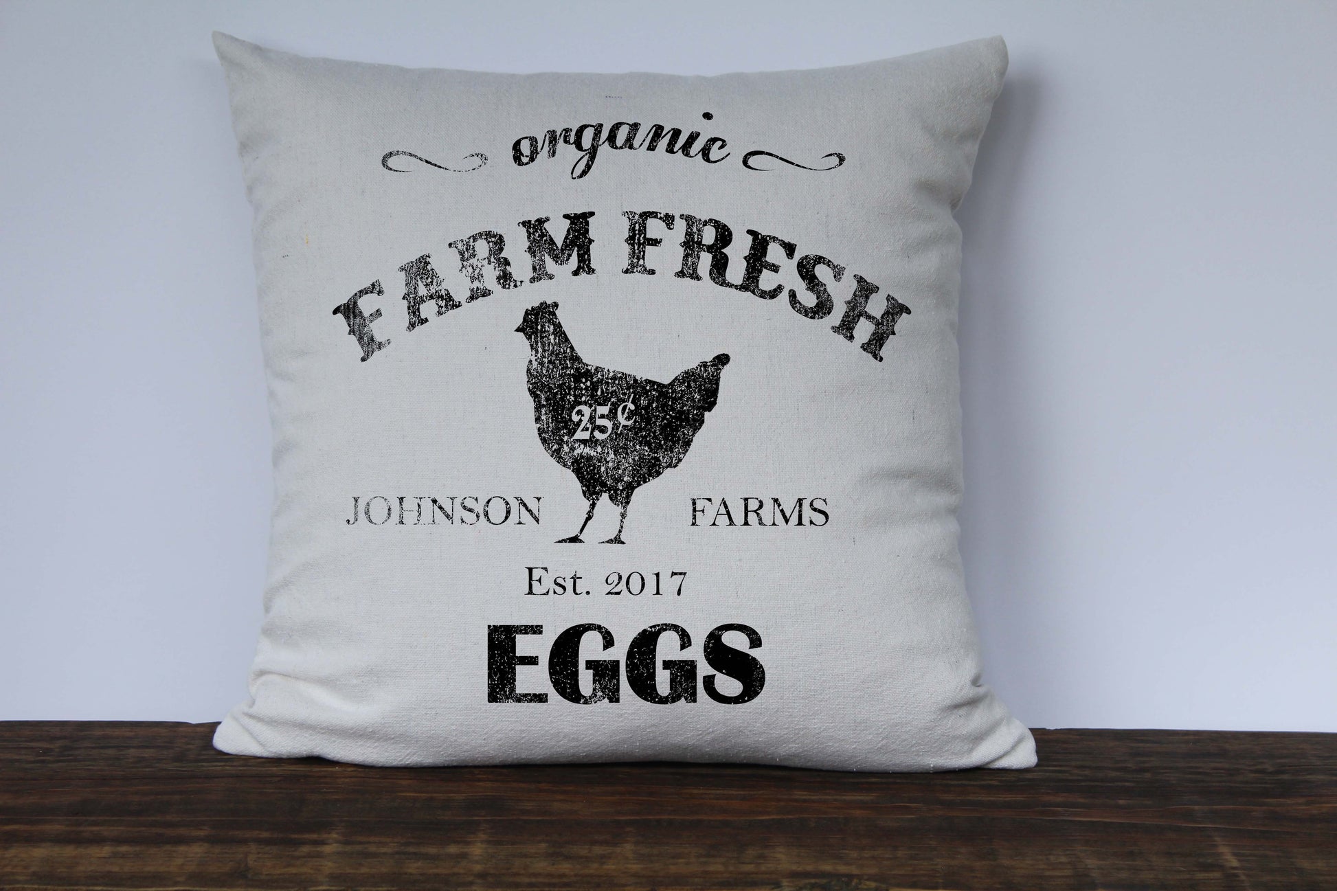 Organic Farm Fresh Eggs Personalized Farm Name Pillow Cover - Returning Grace Designs
