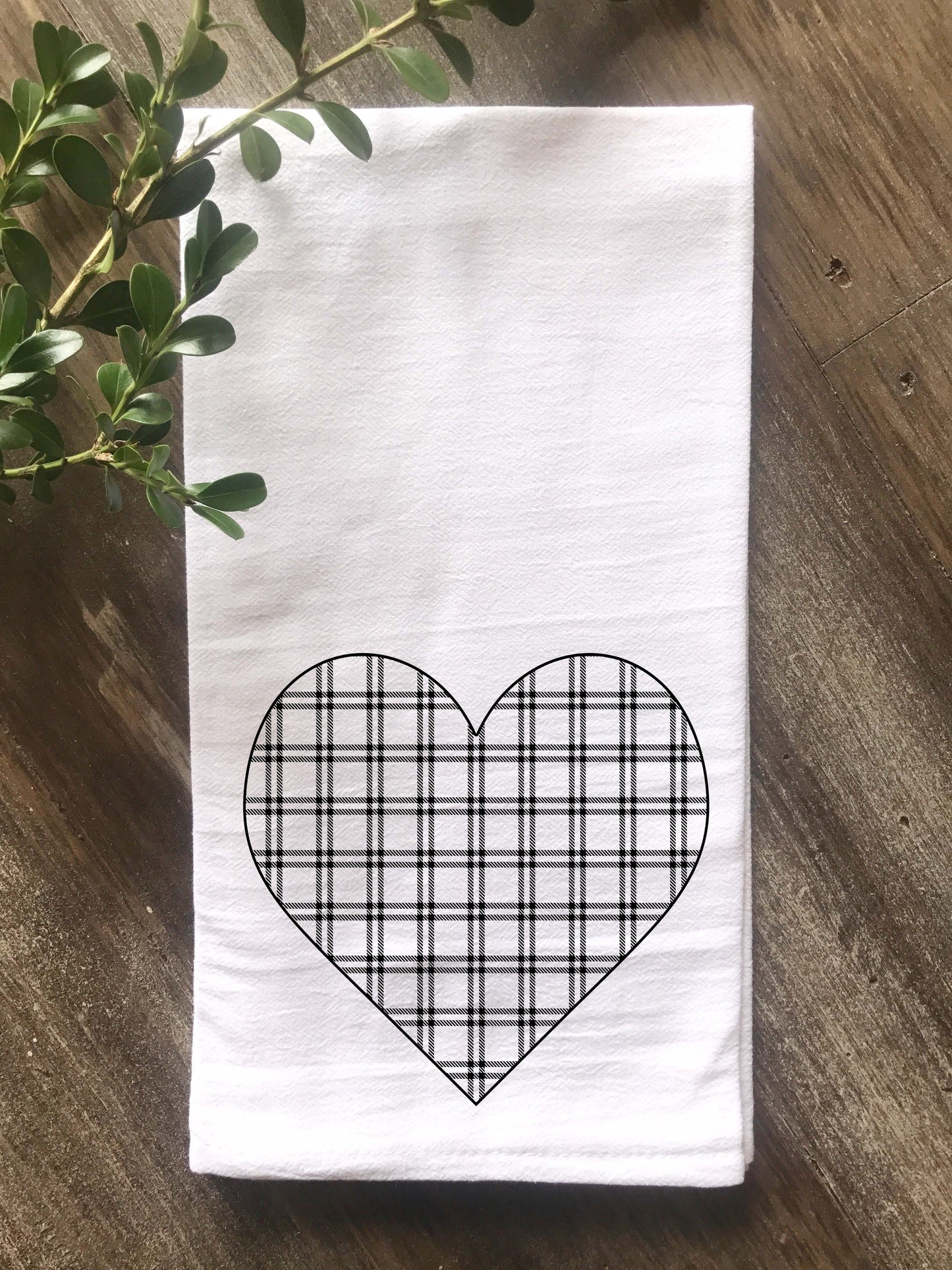 Plaid Heart Flour Sack Tea Towel - Returning Grace Designs