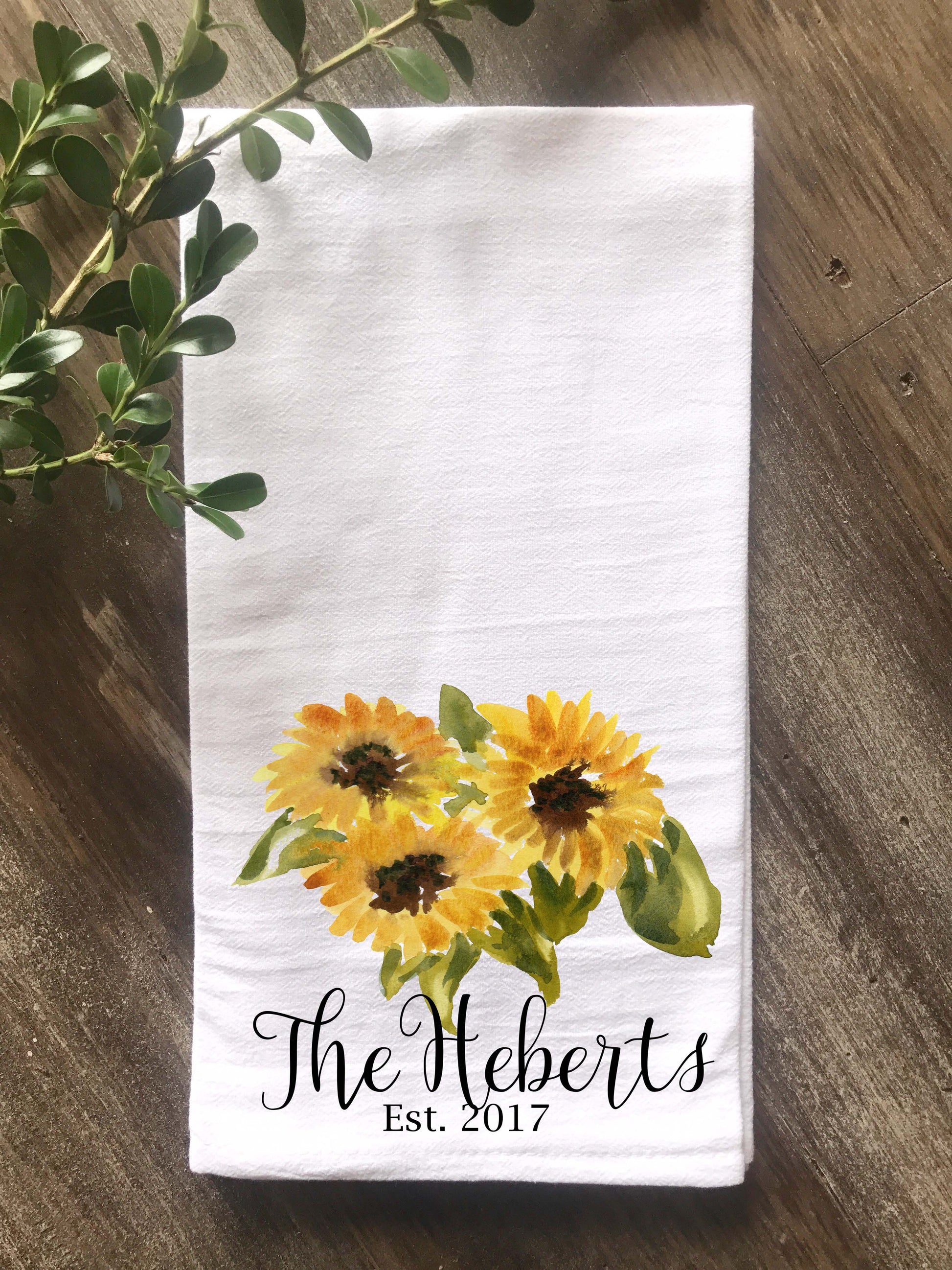Sunflower Personalized Flour Sack Towel - Returning Grace Designs