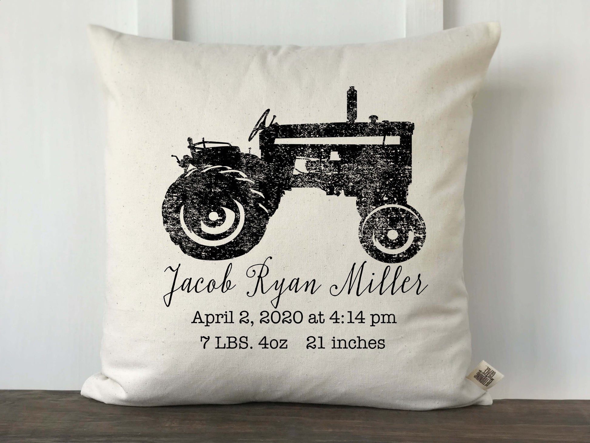 Tractor Personalized Baby Pillow Cover - Returning Grace Designs