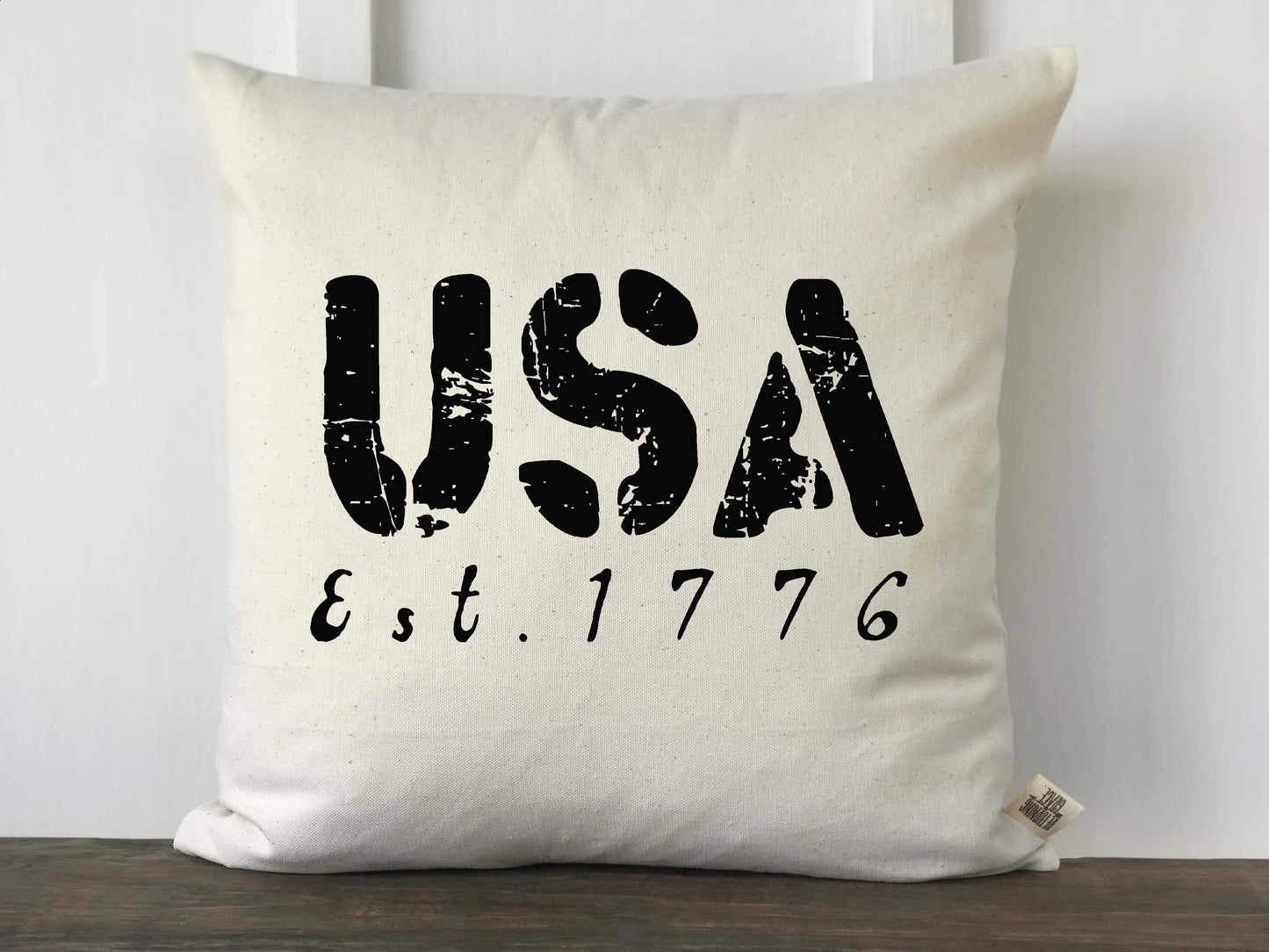 USA Stencil Est. 1776 Pillow Cover