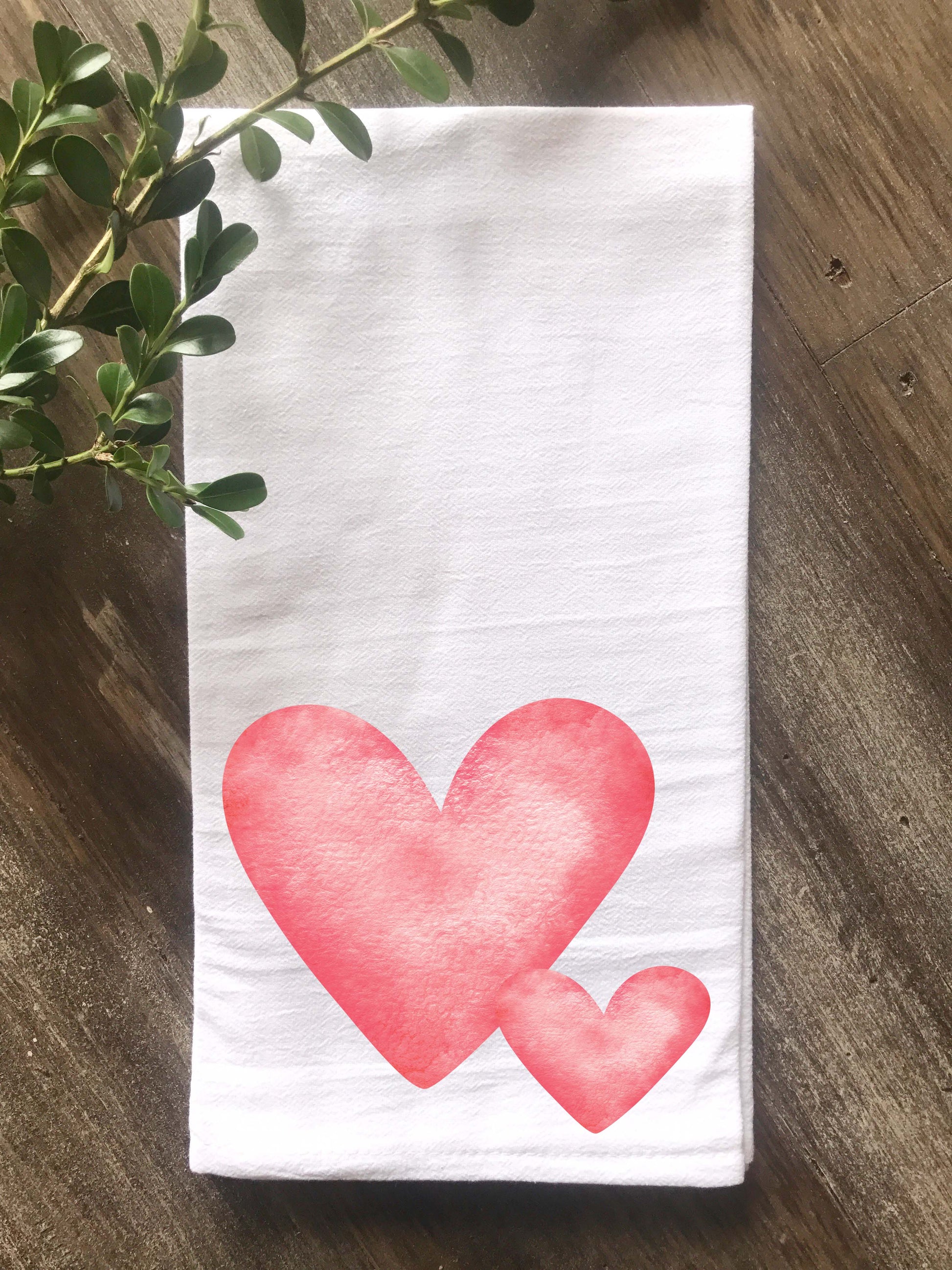 Watercolor Hearts Flour Sack Tea Towel - Returning Grace Designs