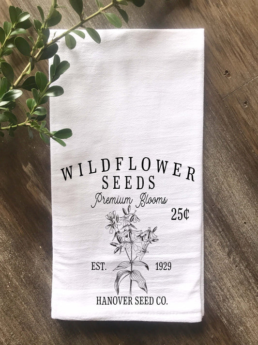 Wildflower Seeds Flour Sack Tea Towel - Returning Grace Designs